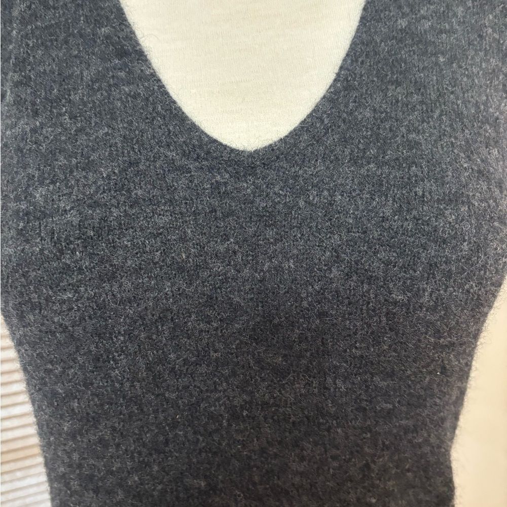 Vince Charcoal Sleeveless V Neck Sweater Dress - Picture 2 of 8